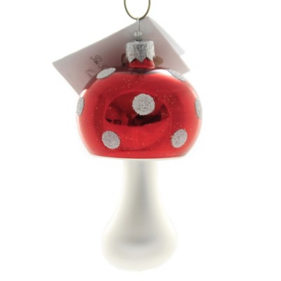 Golden Bell Collection 3.5" Red Mushroom Christmas Ornament  -  Tree Ornaments