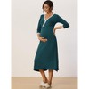 cheibear Women's Soft Lace Trim V Neck Long Sleeve Rayon Nightshirt - 3 of 4