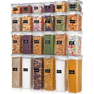 Sealed food storage containers, 24 per pack, made of plastic, suitable for pantry storage, BPA-free, gray. - 1 of 4