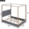 Queen Size Upholstery Canopy Platform Bed with Headboard and Metal Frame, Beige/Gray-ModernLuxe - 3 of 4