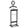 Kings Brand Furniture - Wardrobe Wood Suit Valet Stand, Clothes Trouser Bar Rack, Tie, Belt Hanger and Shoe Rack, Black/Chrome - 4 of 4