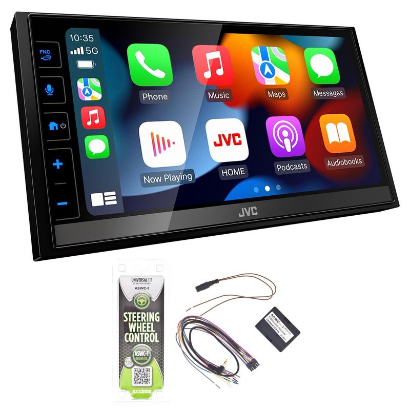 JVC KW-M780BT 6.8" Digital Media Receiver, Capacitive Touch Control Monitor, Apple CarPlay / Android Autowith Axxess ASWC-1 Steering Wheel Interface, 1 of 8