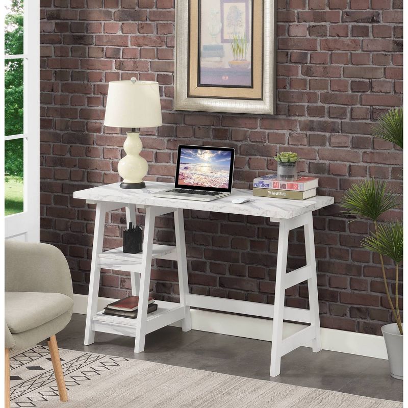 Breighton Home Trinity Trestle Style Desk with Built-In Shelves, 3 of 10