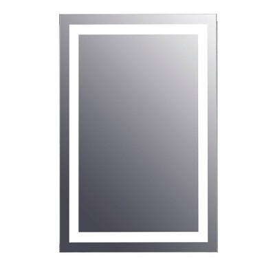 24" Rectangular Frameless Lighted LED Bathroom Mirror with Anti Fog - Tosca