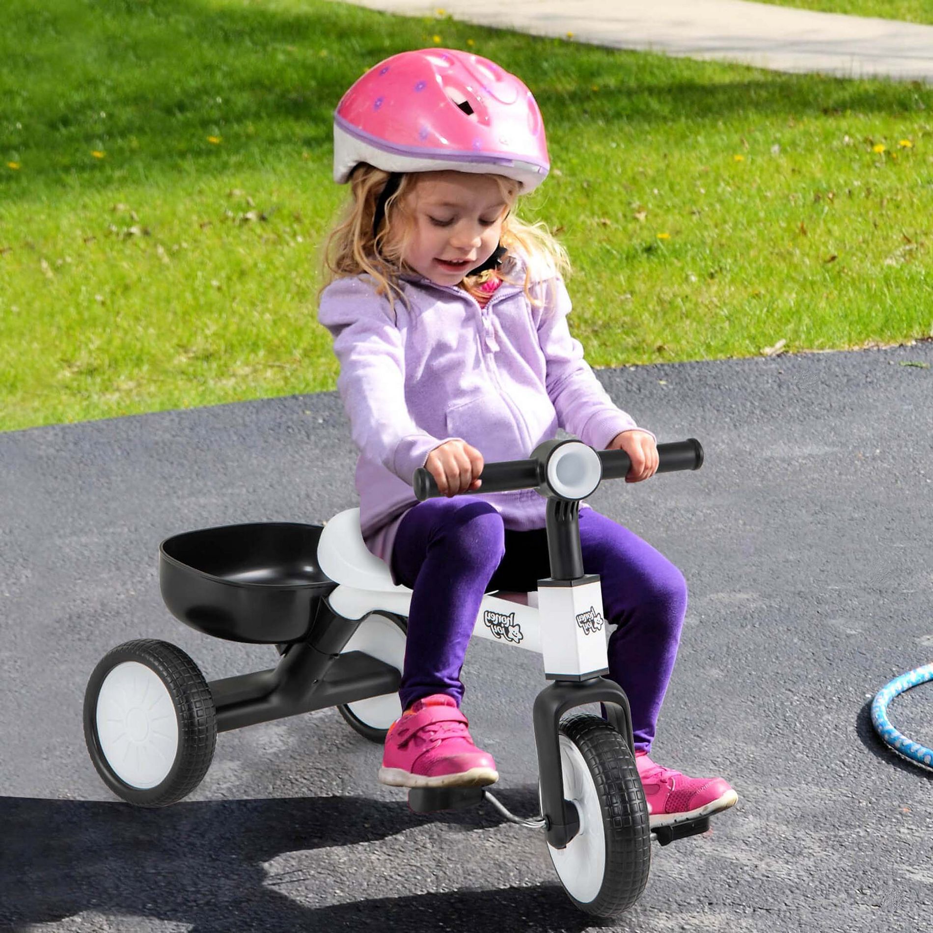 Costway 2-In-1 Kids Tricycle Auxiliary Balance Bike with Detachable Pedals Toddler Tricycle