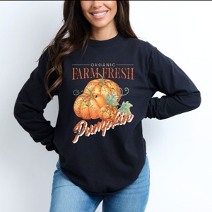 Simply Sage Market Farm Fresh Pumpkin Watercolor Garment Dyed Long Sleeve - 1 of 4