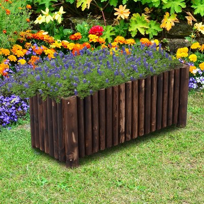 39" x 16" x 16" Dark Brown Wooden Raised Garden Bed Planter