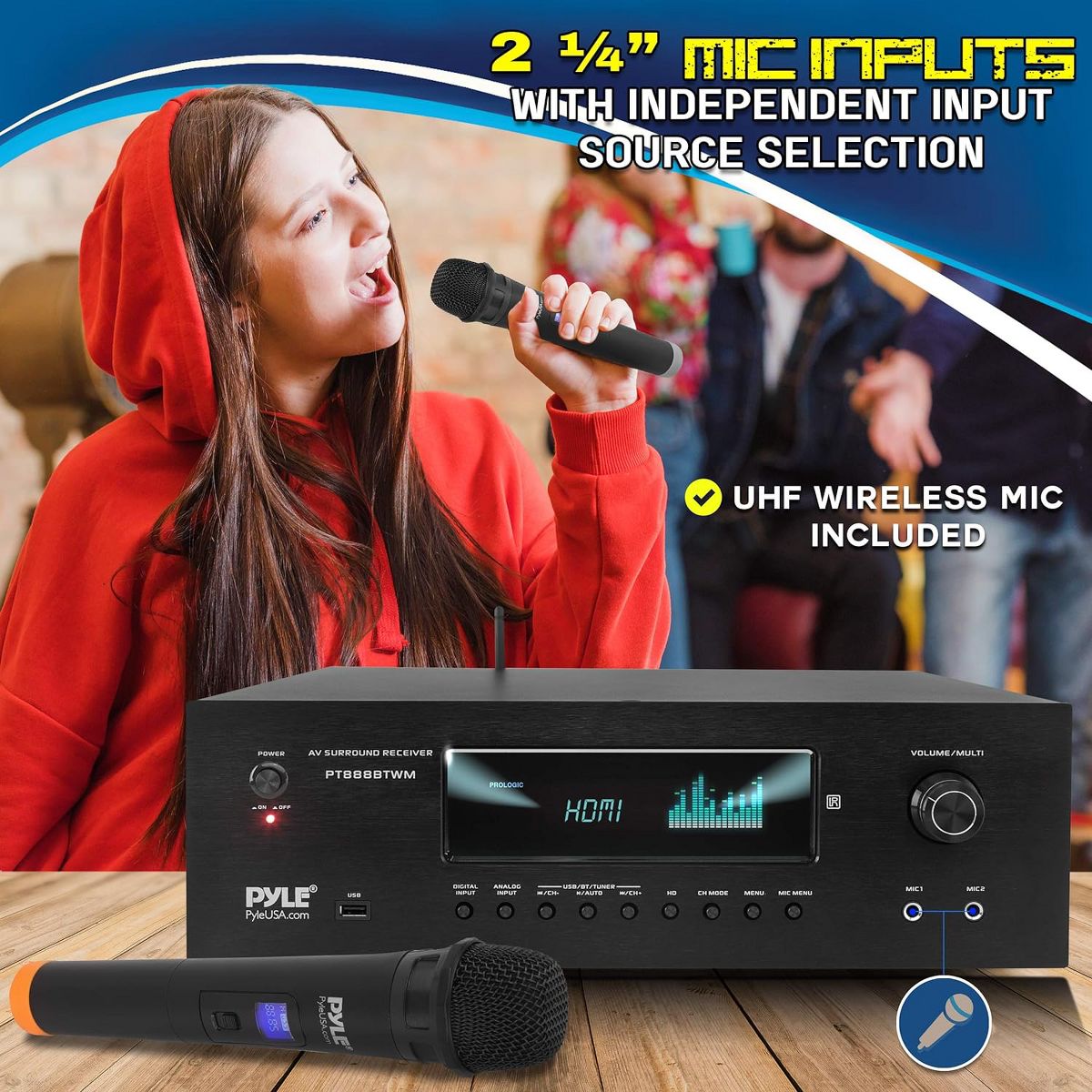 5.2-Channel Surround Sound Receiver for Streaming with 4K Ultra HD Support, Bluetooth Compatible, Enhanced Audio Experience - thumbnail 4