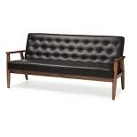 Sorrento Mid-Century Retro Modern Faux Leather Upholstered Wooden 3 Seater Sofa - Baxton Studio