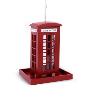 Vandue Outdoor Wooden Birdhouse - London Telephone Booth Bird Feeder - 1 of 4
