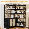 Corner Bookshelf, 6 Tier Corner Shelf with Storage, Farmhouse L Shaped Shelf with Cabinet, Modern Industrial Bookcase for Home Office, Living Room - 3 of 4