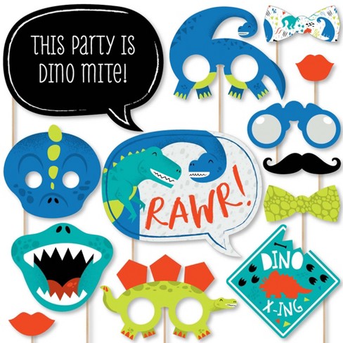 Big Dot of Happiness Roar Dinosaur - Paper Straw Decor - Dino Mite T-Rex  Baby Shower or Birthday Party Striped Decorative Straws - Set of 24