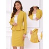 INSPIRE CHIC Women's Long Sleeve Collarless Peplum Blazer and Pencil Skirts Suit Set 2 Pcs - 2 of 4