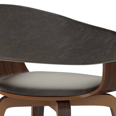 Distressed Brown Faux Leather Upholstered Bentwood Dining Chair
