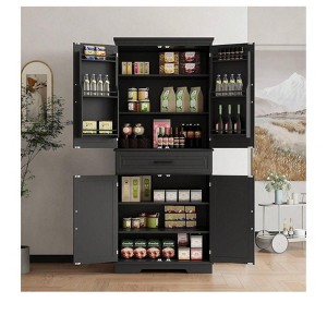 Black Kitchen Storage Cabinet, Tall Pantry Cabinet With Drawer, Adjustable Shelves, Door Shelves, Kitchen Pantry For Dining Room, Bathroom - 1 of 4