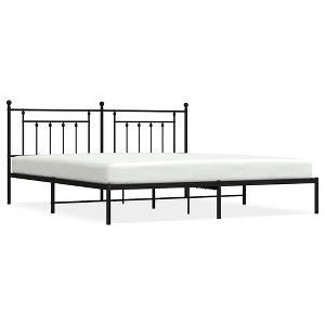 vidaXL 12" Black King Size Metal Bed Frame with Headboard No Mattress - 1 of 4