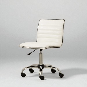 Mshliw Modern Faux Leather Mid-Back Adjustable Swivel Office Chair with Air Lift Height Control and Rolling Wheels, Chrome Base, Dining Chair - 1 of 4