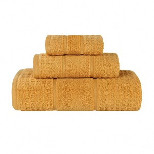 Zero Twist Cotton Waffle Honeycomb Medium Weight 3 Piece Bathroom Towel Set by Blue Nile Mills - 1 of 4
