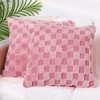 Unique Bargains Decorative Faux Fur Soft Cozy Plush Plaid Decorative Throw Pillow Covers 2 Pcs - 2 of 4