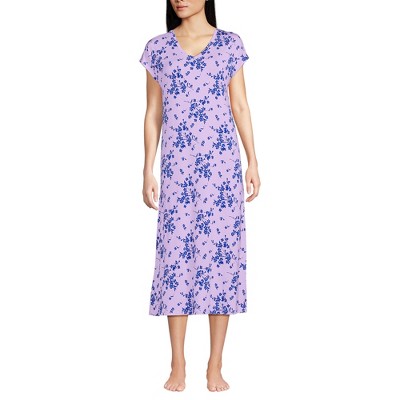 Lands' End Women's Short Sleeve Cooling Midi Nightgown