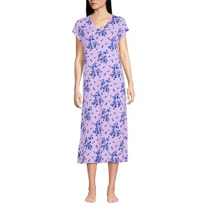 Lands' End Women's Short Sleeve Cooling Midi Nightgown - 1 of 3