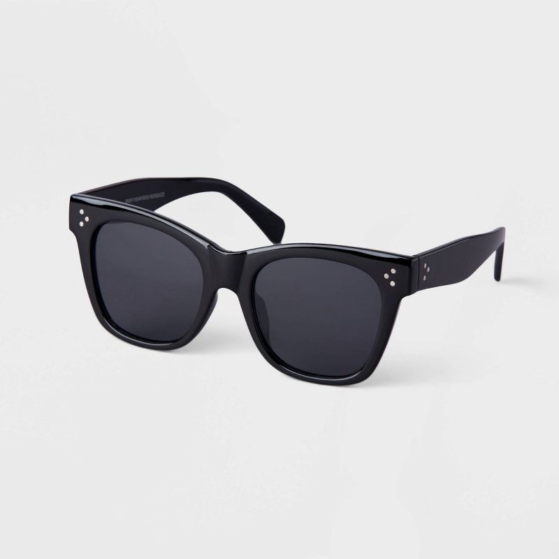 Women&#39;s Square Plastic Retro Sunglasses - A New Day&#8482; Black, 2 of 5