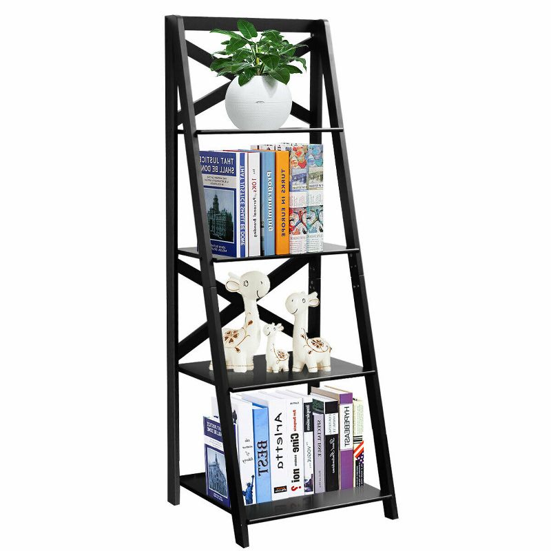 Costway 4-Tier Ladder Shelf Bookshelf Bookcase Storage Display Leaning Home Office Decor, 1 of 11