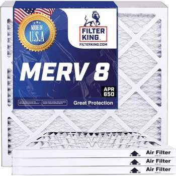 Filter King 20x25x1 Air Filter | 4-PACK | MERV 8 HVAC Pleated A/C Furnace Filters | MADE IN USA | Actual Size: 19.5 x 24.5 x .75"