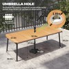 Crestlive Products Outdoor Dining Table for 4-6 People Patio Rectangle Table, Aluminum Frame with Durable Wood-Like Tabletop and Umbrella Hole - 2 of 4