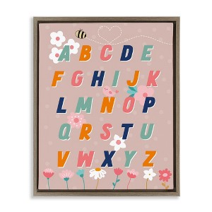 Stupell Industries Alphabet with Florals Black Framed Floater Canvas Wall Art - 1 of 4