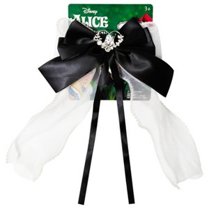 Disney Long Tail Girls 8" Hair Bow with Alice in Wonderland Charm & Double Layered Clip - 1 of 4