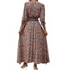 Women's V-Neck Maxi Dress 3/4 Sleeve Button Down Beach Dress with Smocked Waist - 4 of 4