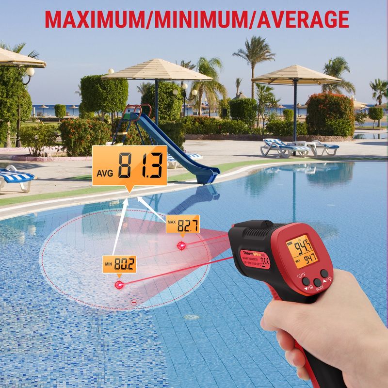 ThermoPro TP30W Digital Infrared Thermometer Gun Non Contact Laser Temperature Gun for Pizza Oven, Grill Swimming Pool, Construction and More, 4 of 9