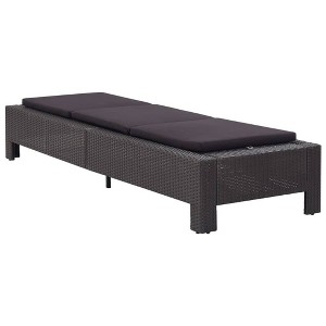 vidaXL Sunbed in Black Poly Rattan with Cushion - Adjustable, Weather-Resistant Outdoor Lounger for Patio, Poolside, Campsite Relaxing Furniture - 1 of 4
