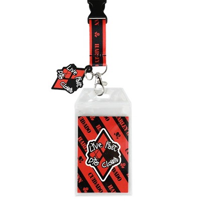 Harley Quinn Live Clown Sublimation Print Lanyard with Rubber Charm