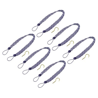 Unique Bargains Braided Drapery Holdback Holder Decorative Rope Tie Back with Metal Hooks