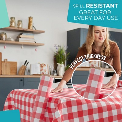 Red Gingham 40" x 100' Plastic Table Roll