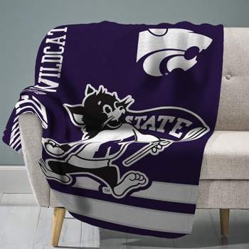 Sleep Squad Kansas State Wildcats Willie the Wildcat Mascot 60 x 80 Plush Blanket