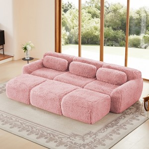 Convertible Sectional Sofas with 32D High-Density Sponge, Movable Ottoman, and Free Combination - 1 of 4