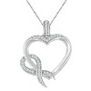 Haus of Brilliance Silver 1/6 cttw Diamond Heart and Ribbon Pendant Necklace - 2 of 4