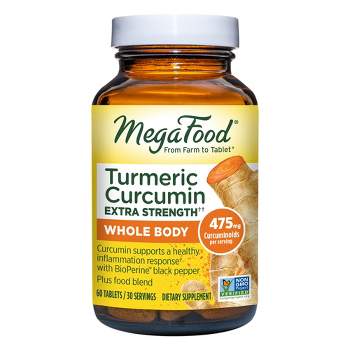 MegaFood Turmeric Supplement, Turmeric Curcumin with BioPerine Black Pepper, Vegan Tablets - 60ct