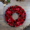 Northlight Red Wooden Rose and Berry Artificial Wreath, 13-Inch, Unlit - 2 of 3