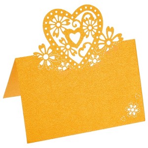 Unique Bargains Hollow Heart Shape Cut Design Favor Decor Table Name Place Cards 50 Pcs - 1 of 4