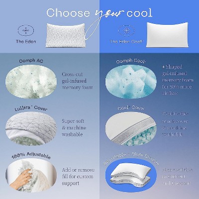 Eden Cool+ Adjustable Memory Foam Pillow with Cooling Gel, 18" x 8"