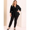 Agnes Orinda Women's Plus Size Notched Lapel Ruffle Peplum Ruched Buttons Outfits Blazers - 3 of 4