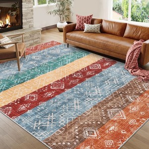 Modern Abstract Patchwork Pattern Rugs for Living Room Thin Washable Low Pile Area Rug Indoor Soft Carpet for Bedroom - 1 of 4