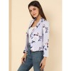 INSPIRE CHIC Women's Open Front Office Long Sleeve Lightweight Printed Floral Crop Suit Blazer - 4 of 4