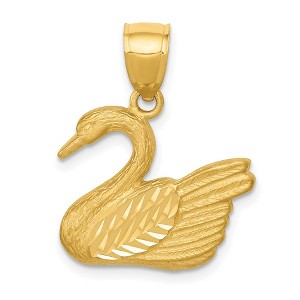 Black Bow Jewelry 14k Yellow Gold Diamond Cut Swan Pendant - 1 of 4