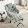 Lyngins Ergonomic Accent Chair with Ottoman, Modern Armchair with Steel Frame & Side Pocket, Upholstered Sofa Chair Reading Chair with Footrest - 2 of 4