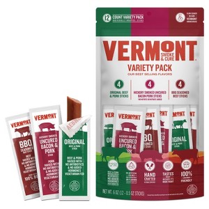 Snack Sticks by Vermont Smoke & Cure - Mini Meat Sticks Variety Pack - Protein Snacks, No Antibiotics or Added Hormones, Hiking Snacks- .5 oz, 12-Pack - 1 of 1